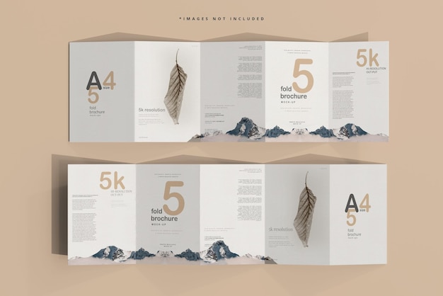 PSD a4 size five fold brochure mockup