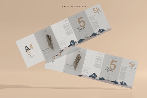 A4 size five fold brochure mockup