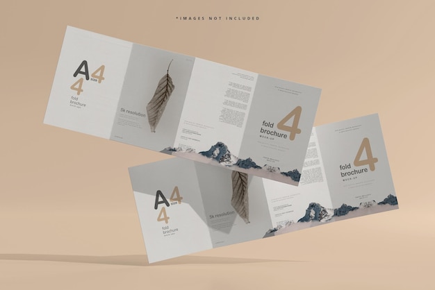 A4 size four fold brochure mockup