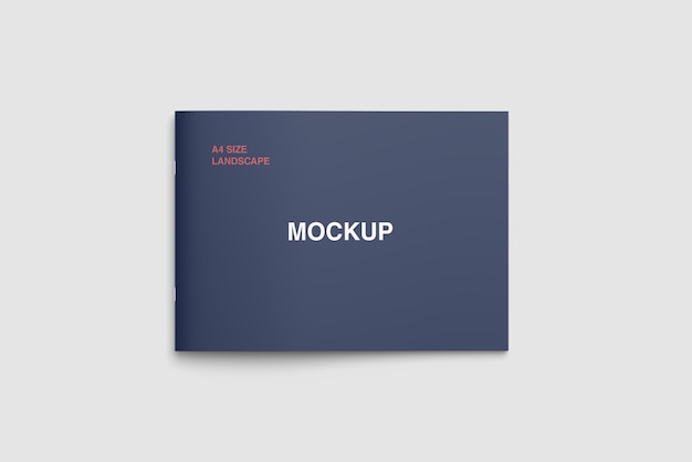 Mockup di copertina orizzontale formato a4 vista dall'alto