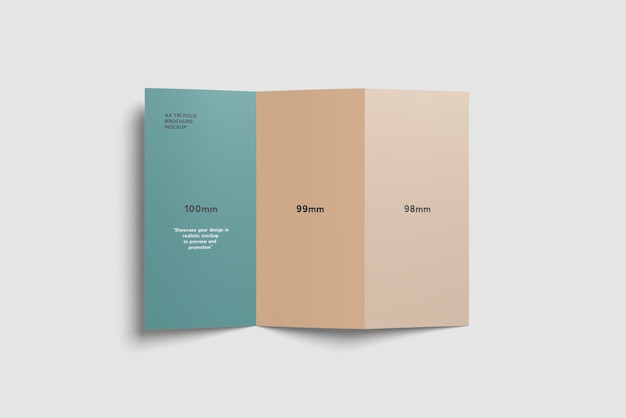 a4 trifold brochure mockup top angle view