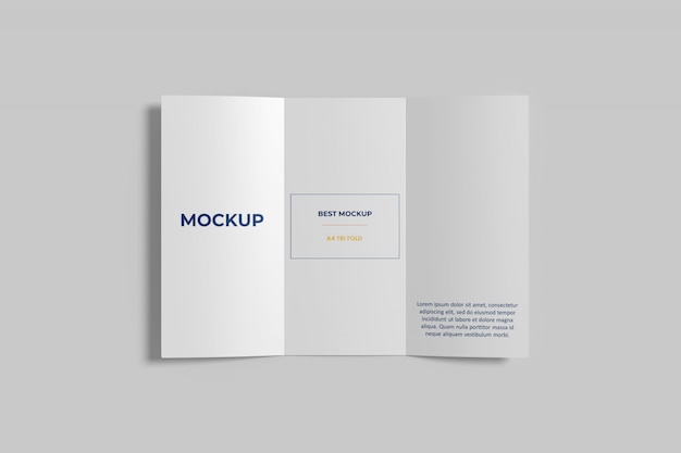 A4 trifold brochure mockup top view