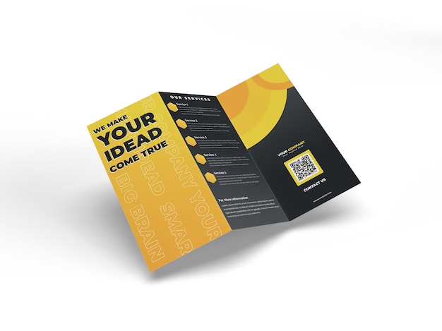 a4 trifold realistic brochure flyer mockup for advertising company profile and brand identity