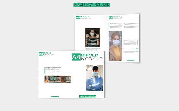 A4 tweevoudig brochure mockup bovenaanzicht