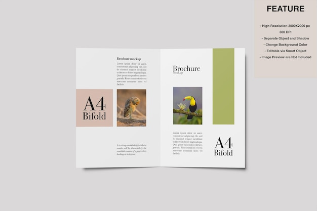 PSD a4 tweevoudige brochure mockup