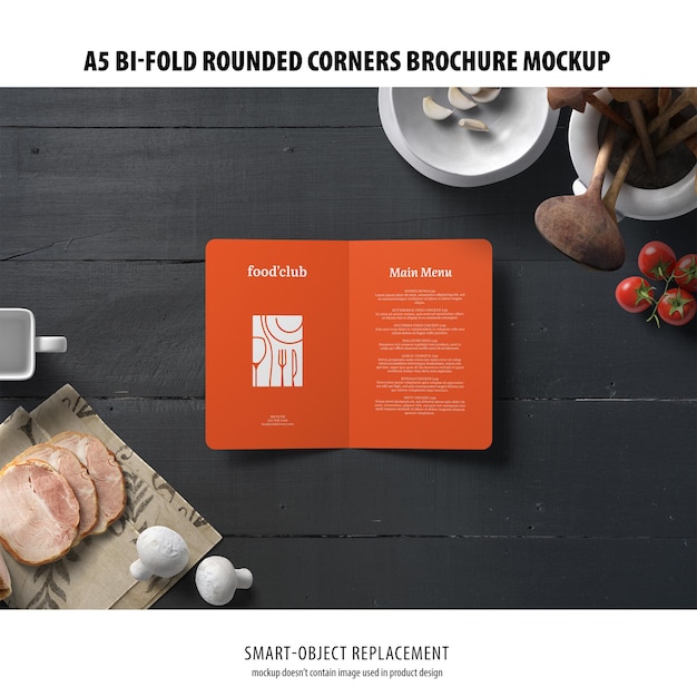 A5 bi-fold afgeronde hoeken brochure mockup