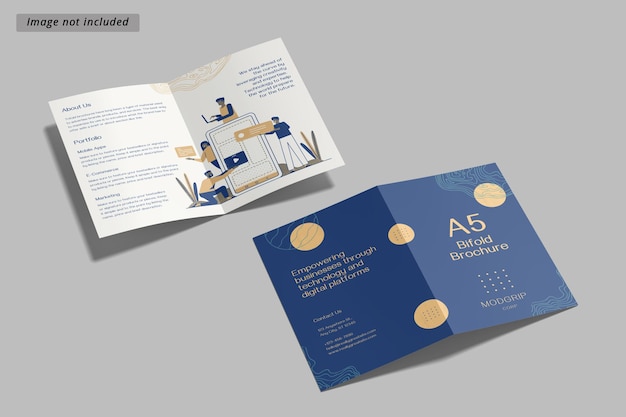 PSD a5 bifold brochure mockup