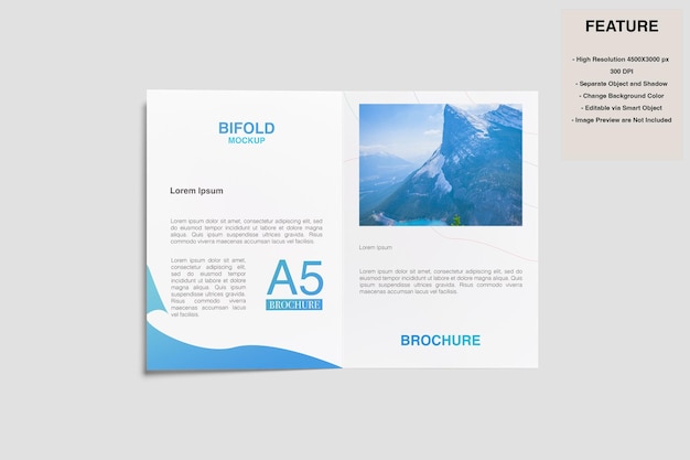 PSD a5 bifold brochure mockup