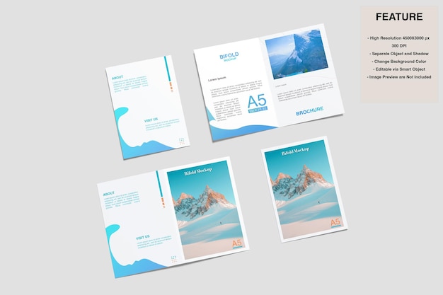 PSD a5 bifold brochure mockup