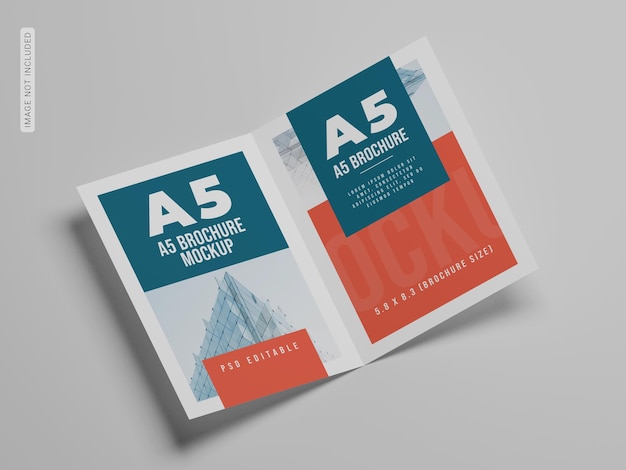 PSD a5 bifold brochure mockup