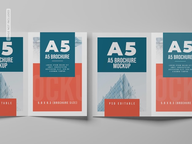 PSD a5 bifold brochure mockup