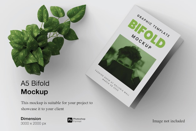 A5 bifold mockup 3d rendering isolato