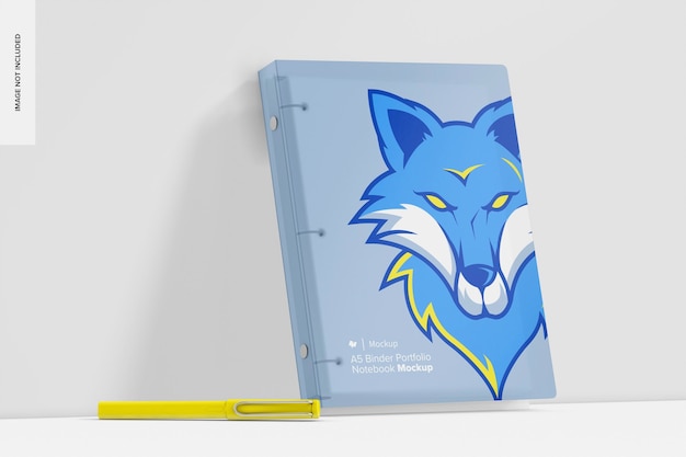 A5 binder portfolio notebook mockup leunend