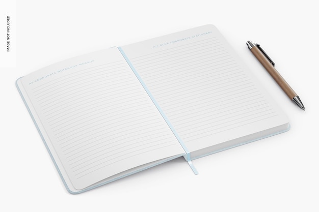 a5 corporate notebook mockup, opened