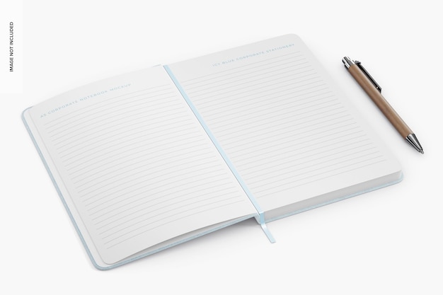 PSD a5 corporate notebook mockup, opened