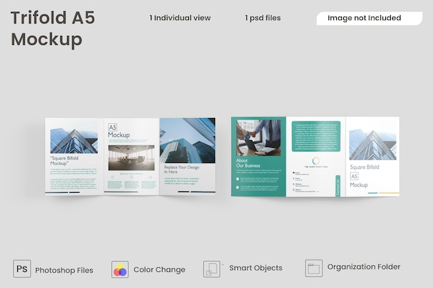 PSD a5 driebladige brochuremodel premium psd