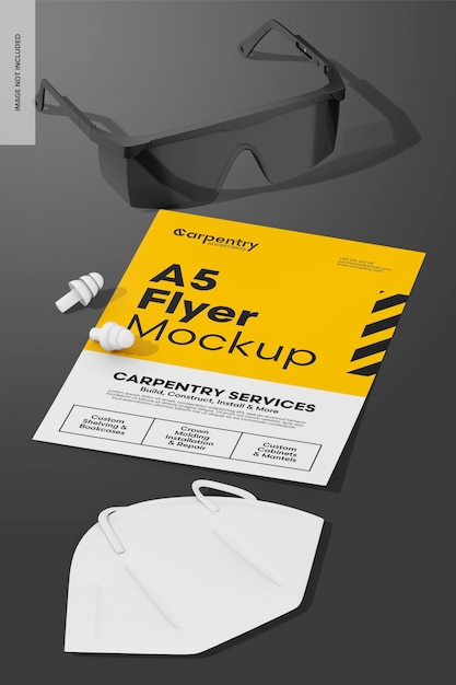 A5 flyer with protection elements mockup perspective