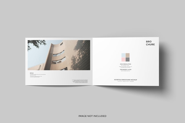 PSD a5 landscape bifold brochure mockup