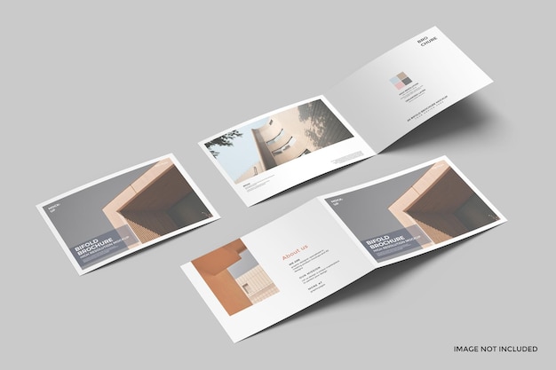 PSD a5 landscape bifold brochure mockup