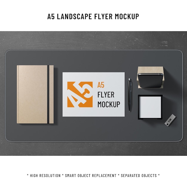 PSD a5 landscape flyer mockup