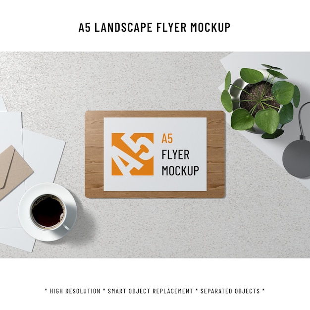 PSD a5 landscape flyer mockup