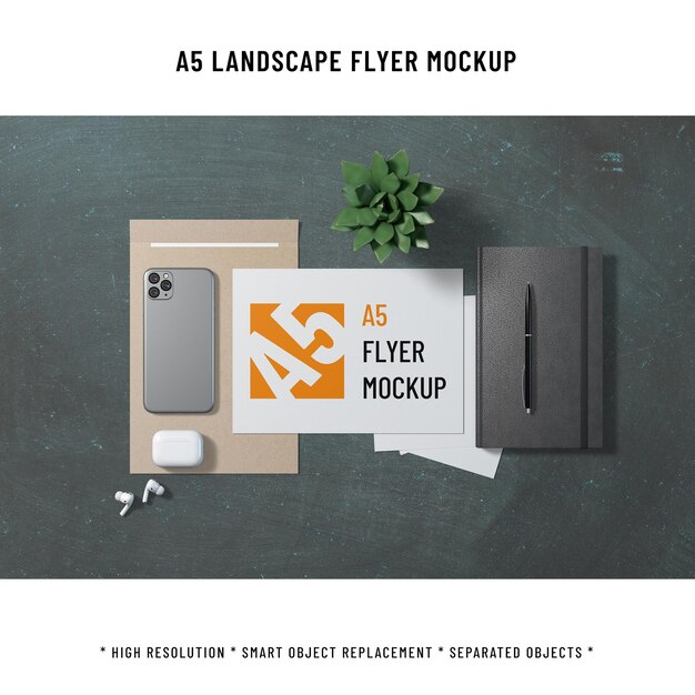 PSD a5 landschap flyer mockup