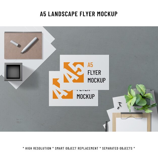 PSD a5 landschap flyer mockup