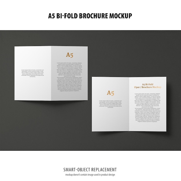 A5 portrait bi-fold brochure mockup