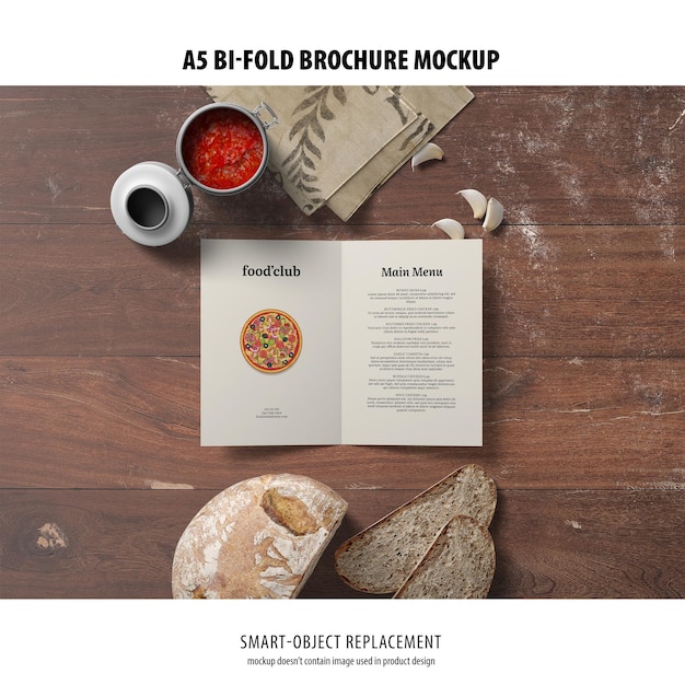 A5 portrait bi-fold brochure mockup