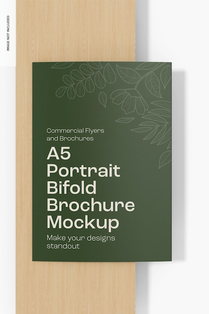 a5 portrait bifold brochure mockup top view