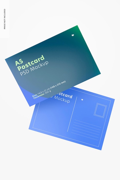 PSD a5 postcards mockup, floating