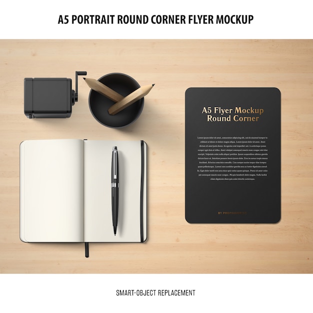 A5 Round Corner Flyer Mockup