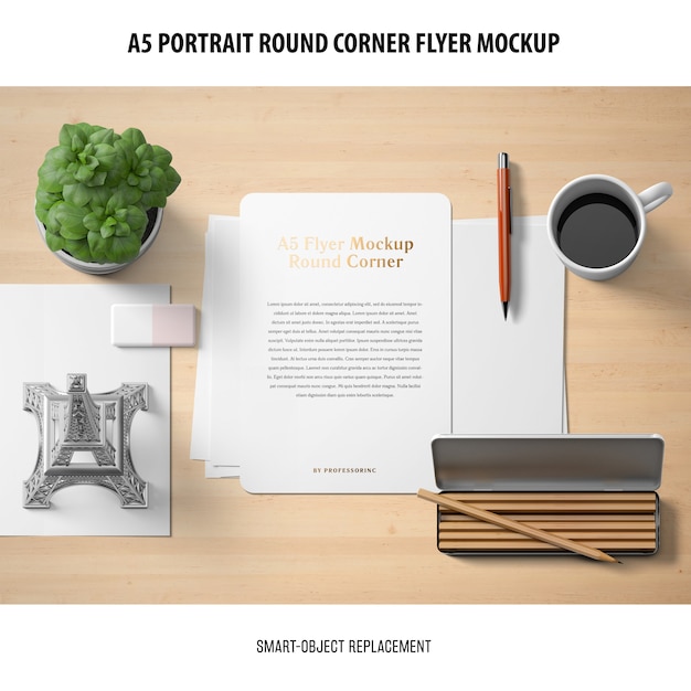 a5 round corner flyer mockup