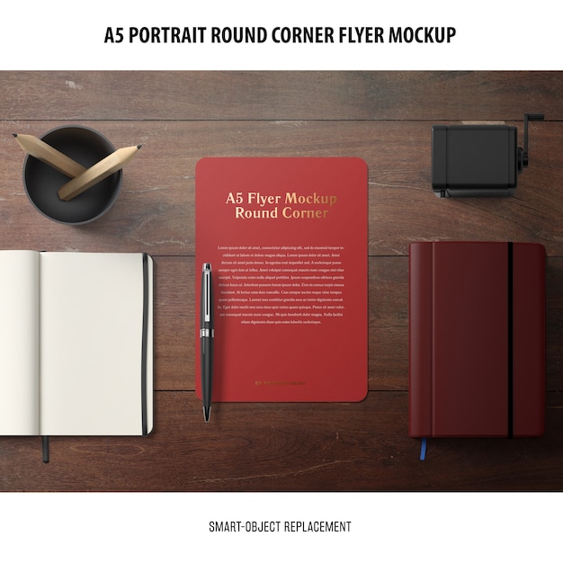 A5 Round Corner Flyer Mockup