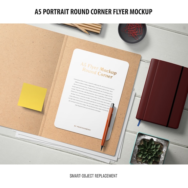 a5 round corner flyer mockup