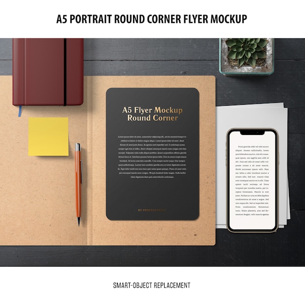 A5 Round Corner Flyer Mockup
