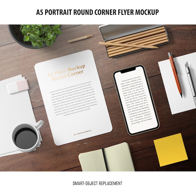 A5 Round Corner Flyer Mockup