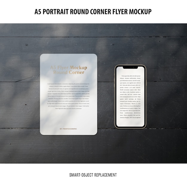 a5 round corner flyer mockup