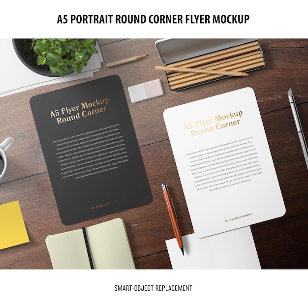 A5 Round Corner Flyer Mockup