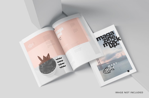 A5 slanke mockup-set voor modetijdschriften