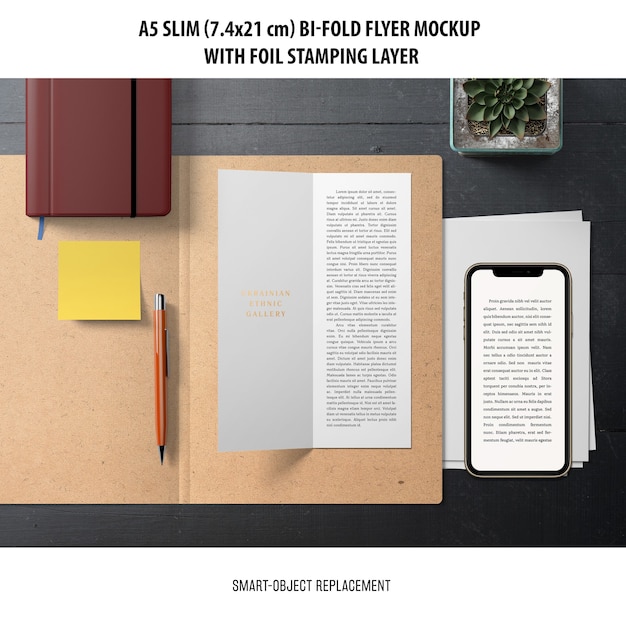 A5 Slim Bi-Fold Flyer Mockup