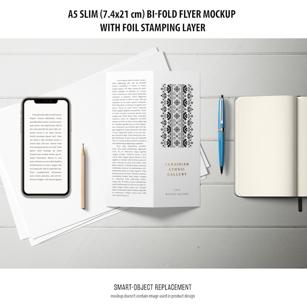 A5 Slim Bi-Fold Flyer Mockup