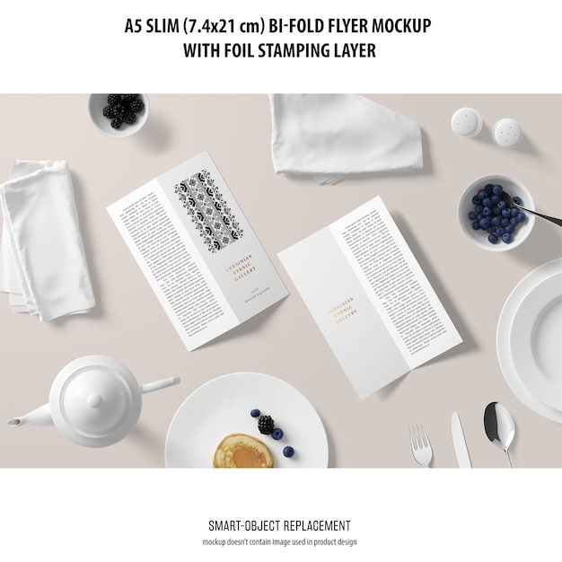 a5 slim bi-fold flyer mockup