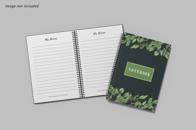 PSD a5 spiral notebook mockup