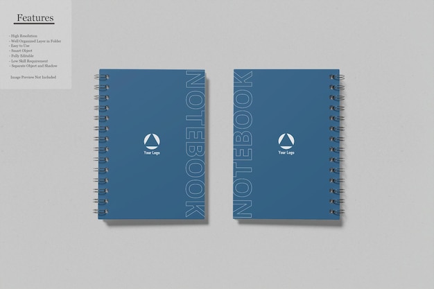 PSD a5 spiral notebook mockup