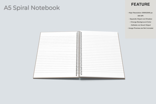 PSD a5 spiral notebook