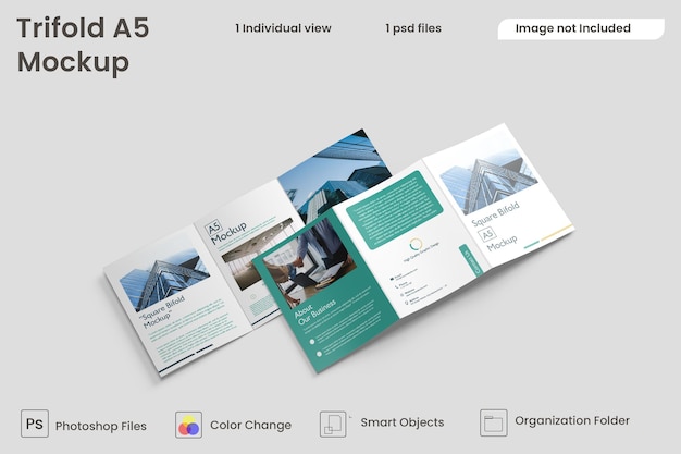 PSD a5 trifold brochure mockup premium psd