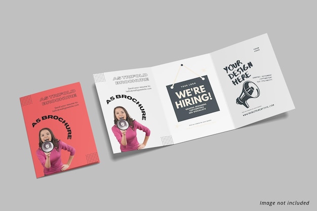 PSD a5 trifold brochure mockup