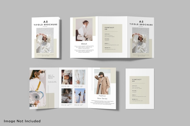 A5 trifold brochure mockup