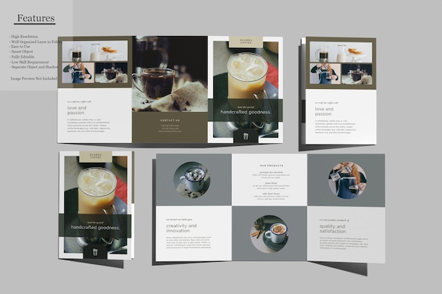 PSD a5 brochure a tre ante mockup